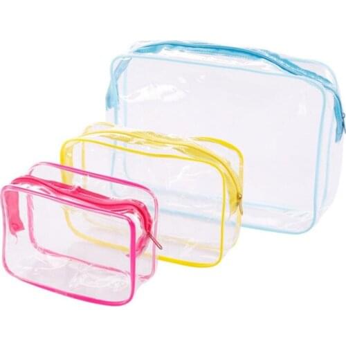 3pcs/set Clear Travel Storage Bag PVC Cosmetic Makeup Organizer Transparent Waterproof Toiletry Bags for Women Ladies