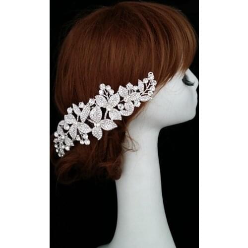 Luxury Crystal Bridal Hair Comb Clip Flower Rhinestone Hair Combs Wedding Hair Accessories Bride Headwear Headpiece Head Jewelry