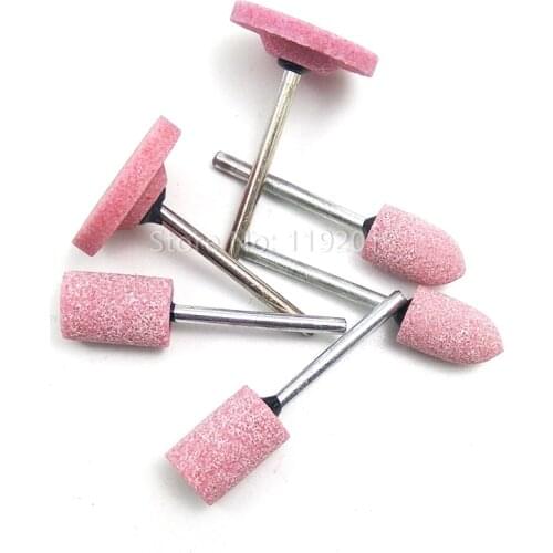 Pink Abrasive Mounted Stone Dremel Rotary Tool Column Bullet T-Shape Grinding Stone Shape Wheel Head Dremel Polishing Accessorie