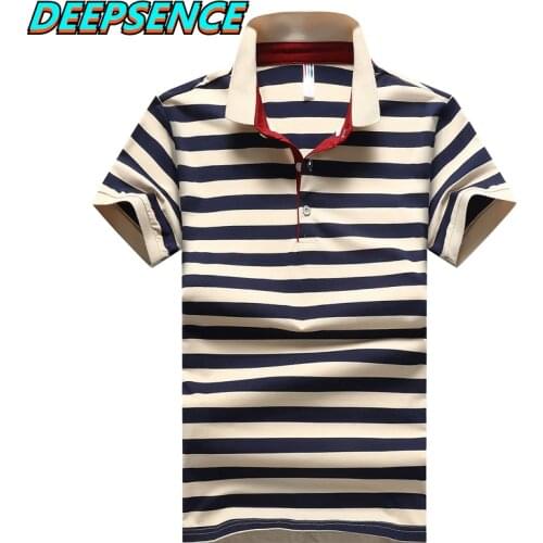 2021 Summer New Men Srtiped Short Polo Shirt 95%Cotton Smart Casual Breathable Button Fashion Slim Short Polos Shirt Mens