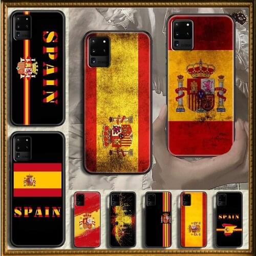 Spain Flag Coat of Arms Phone case For Samsung Galaxy Note 4 8 9 10 20 S8 S9 S10 S10E S20 Plus UITRA Ultra black luxury Etui