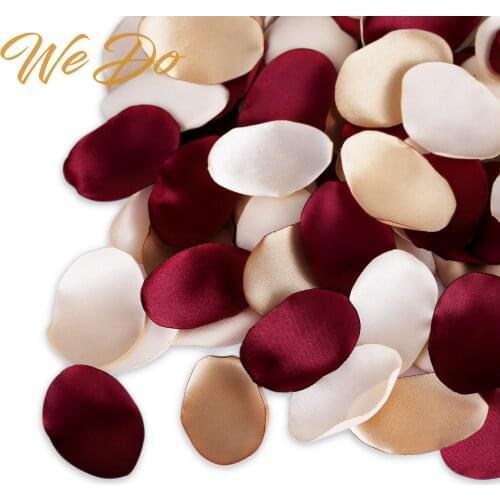 Silk Rose Petals Burgundy Gold Color Flower Petals for Wedding Flower Girl Basket, Dining Table, Wedding Cake Decoration(300pcs)