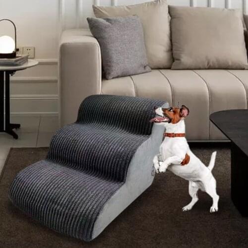 Pet Steps and Stairs with High Density Sponge Pet Supplies for Dog Cat Machine Washable Cover Double Sided Anti Scratch