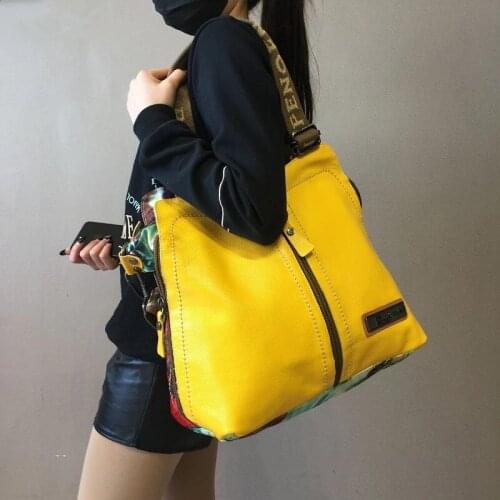 2021 Luxury Fashion Women Handbags Female Crossbody Bag Printing Shoulder Canvas Bag Portable Slung Genuine Leather Big Bags