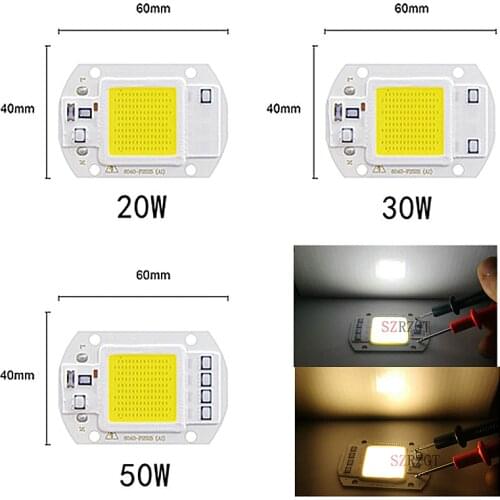 LED COB Chip 110V 220V 9W 10W 20W 30W 50W LED Bulb Lamp Input Smart IC Flood Light Spotlight