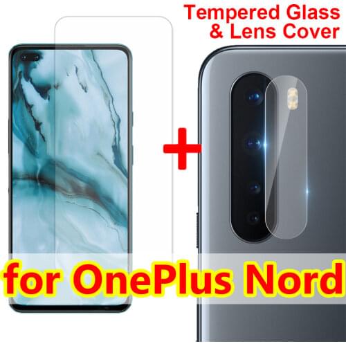 1pcs Tempered Glass Screen Protector & 1pcs Camera Lens Protective Case Cover for OnePlus Nord Full Cover Screen Protectors Set