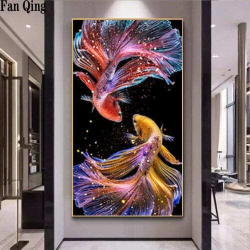 Animal koi DIY Diamond Painting Fish Full Square/Round Diamond Embroidery Goldfish Cross Stitch Rhinestones Diamond Mosaic decor