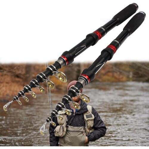 1.5M 1.8M 2.1M 2.4M Carbon Fiber fishing rod Super Hard Portable Spinning pole telescopic fishing rod