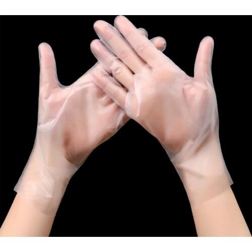 100pcs/Box TPE Disposable Food Gloves Kitchen Accessaries Plastic Cleaning Gloves Transparent Non-Slip Laboratory Household