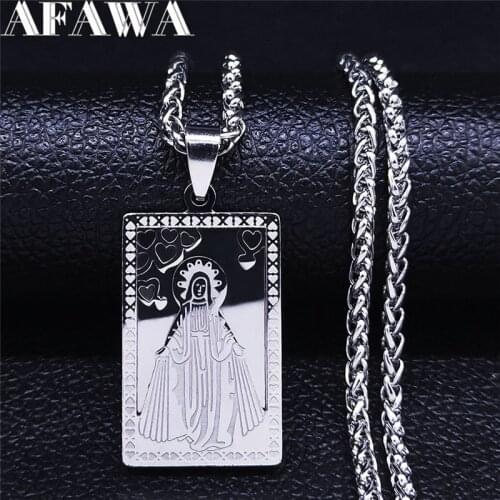 2021 Hip Hop Goddess Stainless Steel Multilayer Necklaces Women/Men Silver Color Chain Necklace Jewelry collier homme N6604S02
