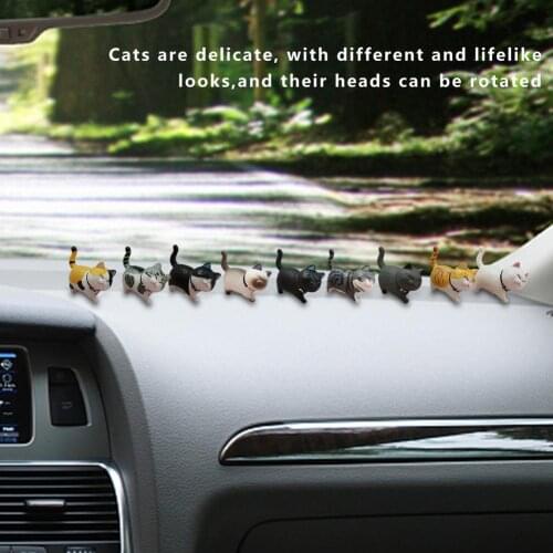 9PCs Kitten Decoration Cute Simulation Cat Doll Creative Car Center Console Decoration Car Accessories