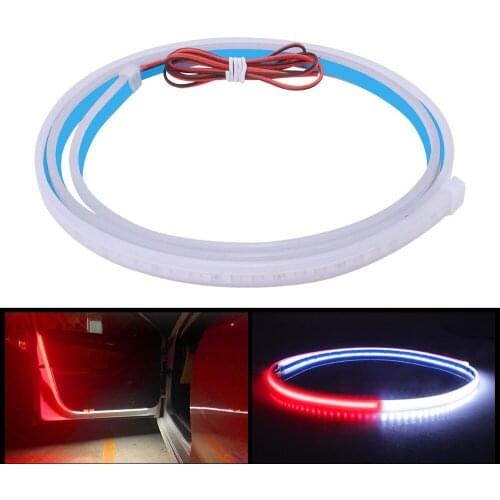 Car Interior Door Welcome Light LED Safety Warning Strobe Signal Lamp Strip 120cm Waterproof 12V Auto Decorative Ambient Lights