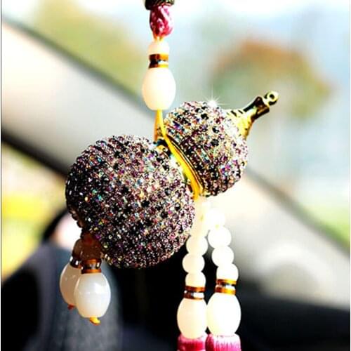 Bling Bling Diamond Gourd Car Pendant Creative Auto Decoration Car Rear View Mirror Ornament Hanging Ornaments