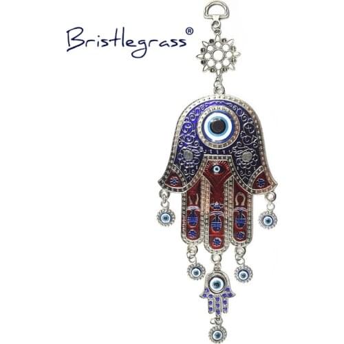 BRISTLEGRASS Turkish Blue Evil Eye Star Hamsa Hand Amulets Lucky Charms Wall Hanging Pendants Pendulum Blessing Protection Decor