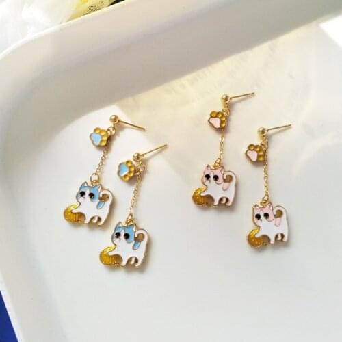 BUDROVKY Cute Cat Earrings Long Earrings Sweet Personality Cat Claw All-match Earrings for Women Jewelry Wholesale