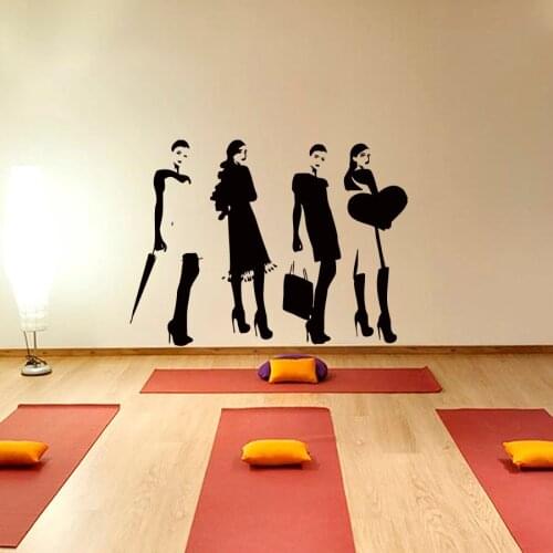 Four Modern Fashion Women Silhouette Art Wall Stickers Home Livingroom Stylish Special Decor Vinyl Wall Decal Salon Girls Wm-543