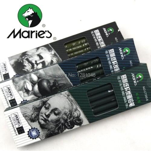 LifeMaster Maries Charcoal Pencil 12pencils/lot Super Soft/Soft/Neutral Paper Holder For Sketch Art Supply Good Quality