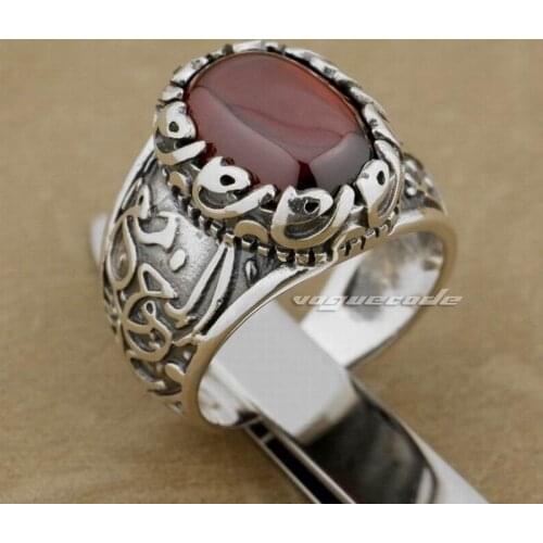 925 Sterling Silver Rings for women Red CZ Stone Decorative Pattern Fashion Ring 9K015
