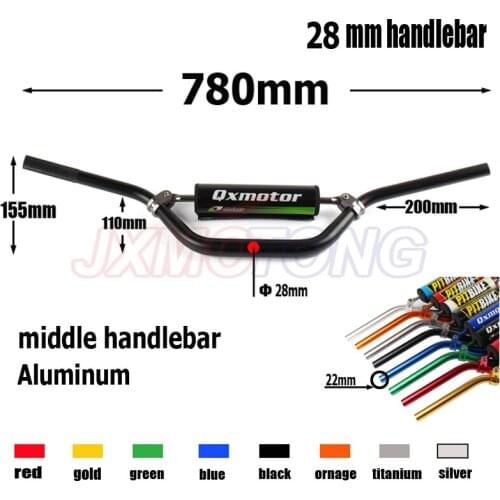 28mm middle rise Pro Taper Fat Bar Motorcycle Dirt Bike ATV Cross Fat Bar MX Aluminum Handelbar With handlebar pads
