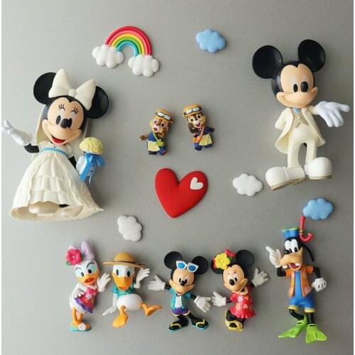 Disney Mickey Minnie Animation Creative Refrigerator Magnets Cute Cartoon Stereo Magnets Message Paste