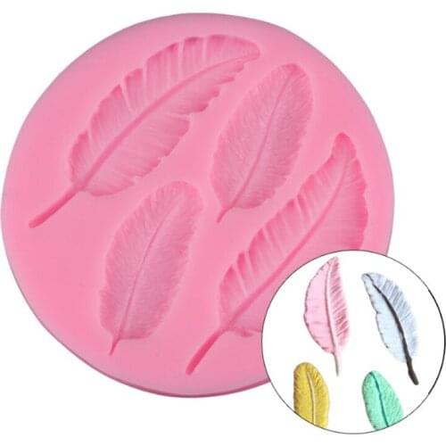 Leaves Feather Shaped 3D Reverse Sugar Fondant Cake Silicone Mold For Polymer Clay Molds