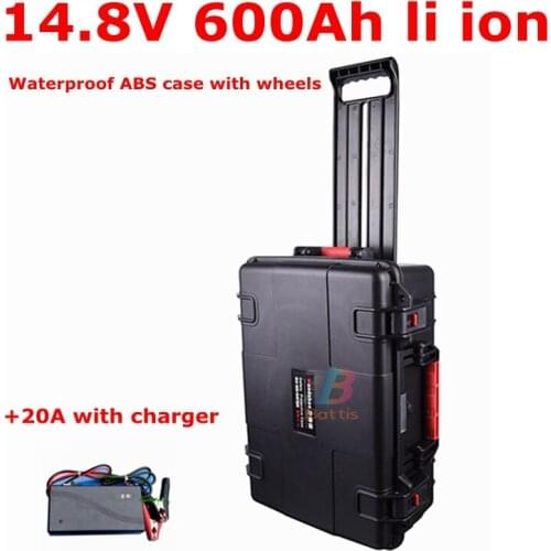 14.8V 600Ah li ion battery 15V no 12v 600Ah lithium battery Trolley for boat Inverter Solar energy storage + 20A charger