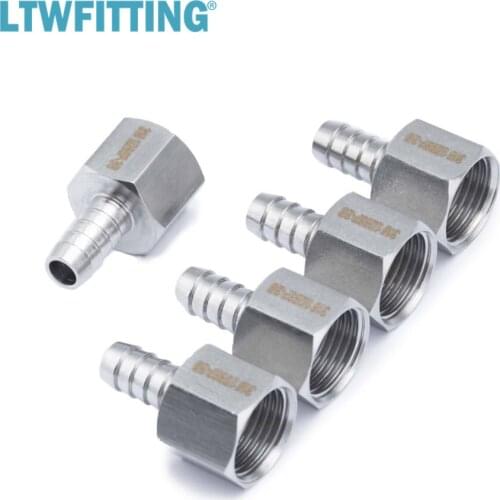 LTWFITTING Stainless Steel 316 BSP Fitting Coupler/Adapter 1/2-Inch Female BSPP x 3/8-Inch(10mm) Hose Barb Fuel Gas