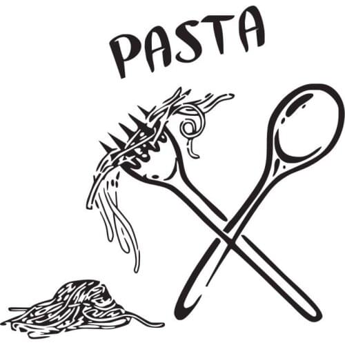Pasta Wall Decals Food Spoons Forks Wall Decals Cafe Kitchen Tile Vinyl Wall Decorative Wall Decor 6906