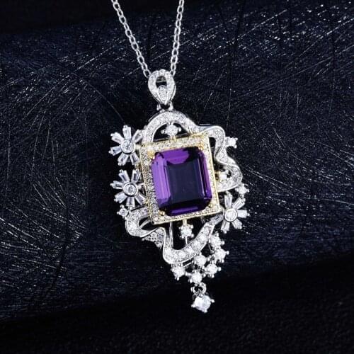 Fashion Sky City Necklace Charm Flower Geometry Pendant Inlay Square Zircon Europe America Style Jewelry For Women Wedding Party