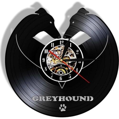 Whippet Animal Pets Dog Companion Vintage Vinyl Record Wall Clock Greyhound Dog Breed Wall Clock Home Decor Housewarming Gift