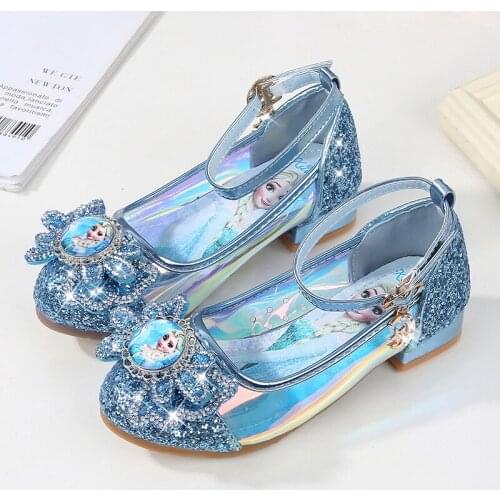 2019 new Girls Princess shoes childrens high heels spring and autumn new single shoes Frozen crystal shoes EU size 26-36