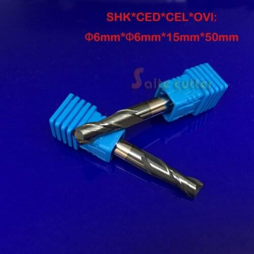 New 2pcs HRC:55 2 flute 6mm x 6mm x 15mm 50MM Longer Coat Carbide End millng CNC Milling