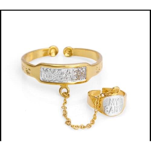 New Two-Tone Baby Bangles With Ring Real Yellow Fine Gold GF Anti-allergy Letter silvery MY BABY Kids Daughter Son Cute