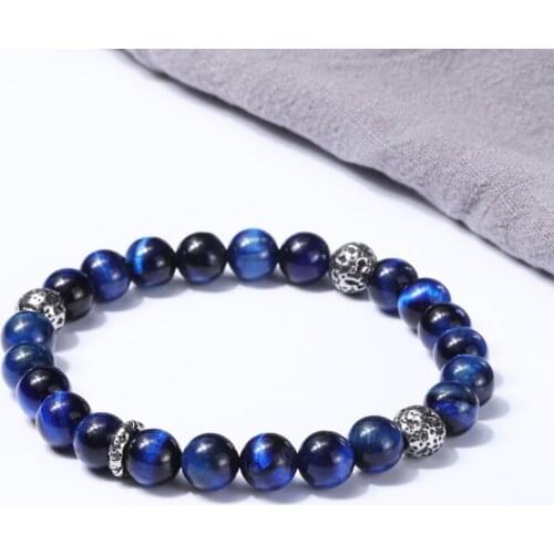 Wholesale Fashion Simple natural tiger eye stone stainless steel Bracelets For Men Jewelry 50pcs/lot+free shipping