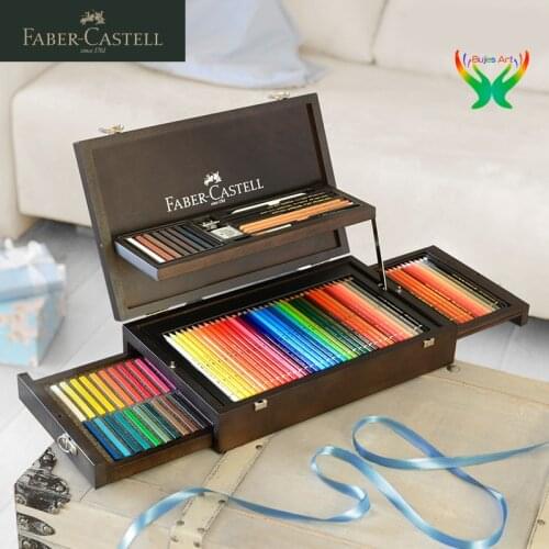 German Faber-Castell Wooden Box Painting Set, Oil Pencils, Powder Powder 110086, Student Set, Art Supplies,suit for students