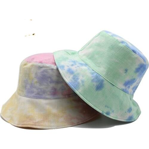 Daily Walking Summer Tie-Dye Casual Cotton Clan Characteristics Shade Colorful Cap Lightweight Space Saving Fisherman Hat