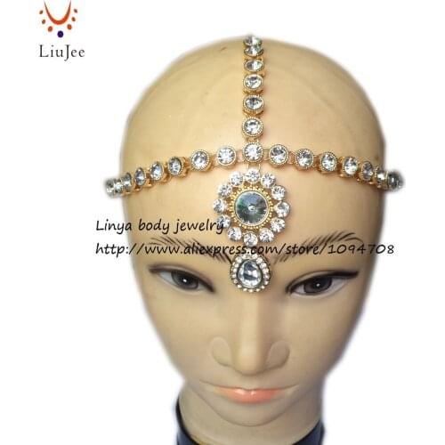 Handmade Kundan Stone Head Chain Indian Bollywood Matha Patti Tikka Jhumr Head Piece Wedding Bridal Maang Tikka 309