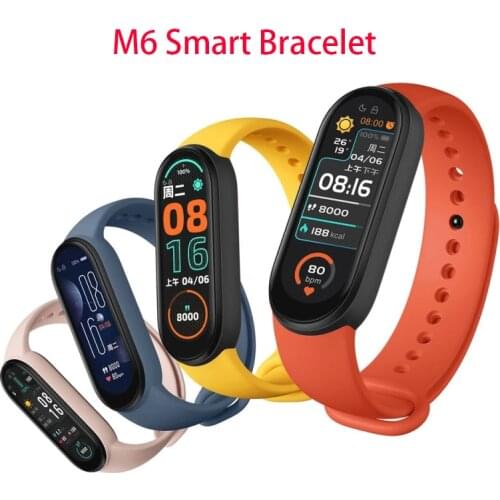 M6 Smart Bracelet Heart Rate Fitness Blood Pressure Tracker Bluetooth Sport IP67 Waterproof 5 Colors AMOLED Screen M6 Smartband