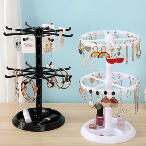 Rotating Jewelry Organizer Plastic Jewelry Display Stand Rack Clear Jewelry Dish Holder for Earrings Necklace Bracelet Pendant