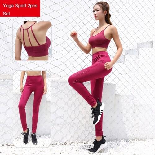 2PCS Seamless Women Yoga Set Workout Sportswear Gym Clothing Fitness Long Sleeve Crop Top High Waist Leggings Sports Suits