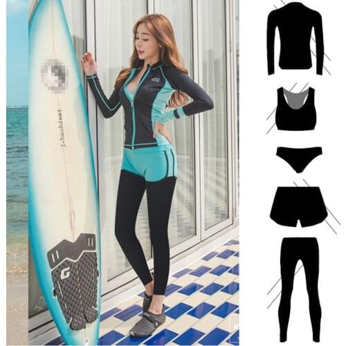 Womens Mens Long Sleeve Rash Guard 5pcs Zipper Surfing Swimsuit Bathing Suit Fitness Yoga Female Running Jogging Tight Clothes