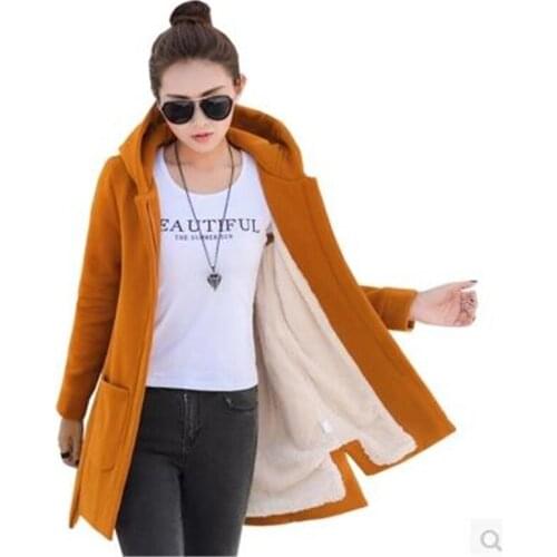 Big yards new winter hooded women coat loose and thick wool to keep warm in the womens long coat BN1542