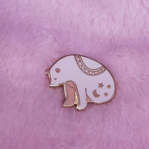 Rose gold starry night polar bear hard enamel pin gorgeous nature lover addition