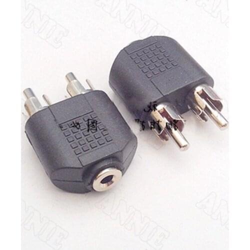 10pcs/lot Audio Connector 3.5mm Female To Double RCA Male Socket One Divided Into Two Nickel Plated
