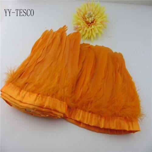 10 yards Orange Goose Feather Trims Dyed Goose Feather Ribbons 15-20cm Duck Feather Fringes for Carnival Ornaments decoration