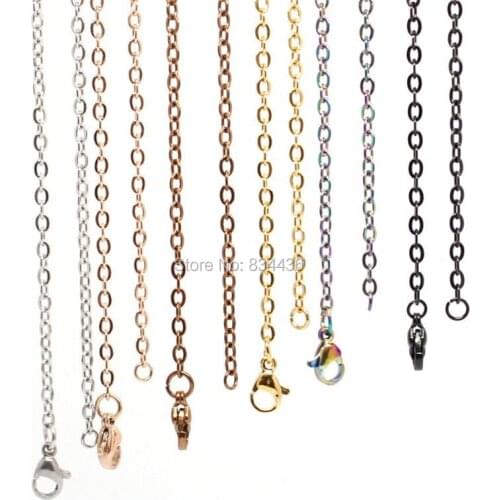 100pcs 1.2 1.5 2 2.5 3mm Gold/Rose Gold Stainless Steel Flat Cable Chain Necklaces Men Women DIY Jewelry Findings Materials Bulk