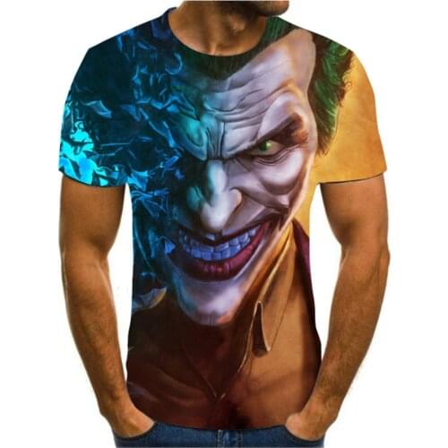 2020 trendy summer 3D printing creative design clown face casual all-around mens short sleeve street style funny T-shirt s-6xl