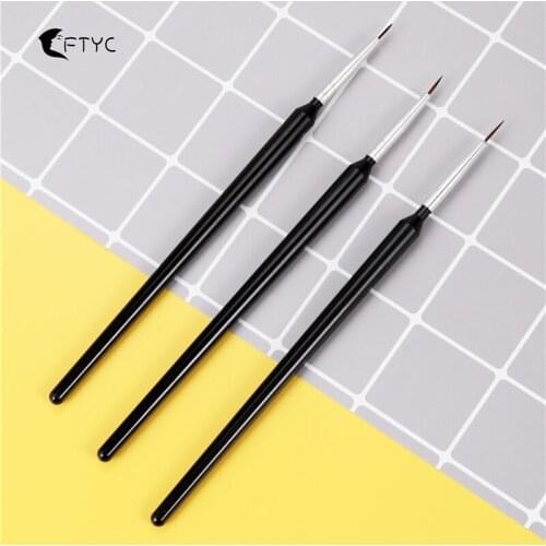 3pcs Nail Art Brush Set Black Handle Extremely Fine Flower Design Lines Grid Painting Pen Nail Salon Supplies and Tools