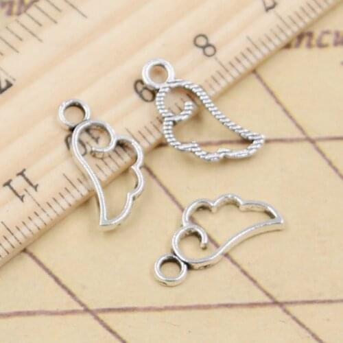 30pcs Charms Cloud Angel Wings 17x8mm Tibetan Silver Color Pendants Antique Jewelry Making DIY Handmade Craft