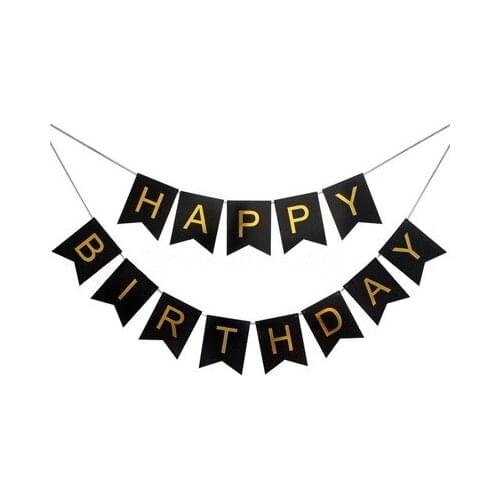 APRICOT 1 Set Happy Birthday Bunting Banner Gold Letters Hanging Garlands Pastel Pink String Flags Baby Shower Party Decor